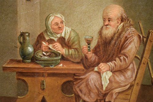 Coppia di personaggi all' interno della cucina